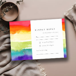 Tarjeta De Confirmación De Asistencia Elegante y minimalista Boda del arcoiris del orgul