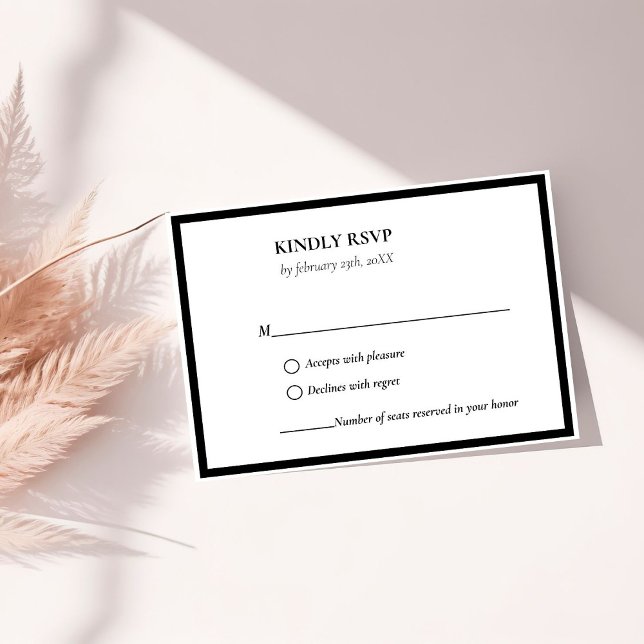 Tarjeta De Confirmación De Asistencia Elegante y Moda boda negro y blanco (Subido por el creador)