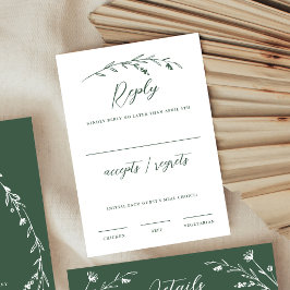 Tarjeta De Confirmación De Asistencia Elegante y rústico Boda de Flor Silvestre Verde Os