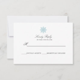 Tarjeta De Confirmación De Asistencia Elegante y simple boda azul de copo de nieve