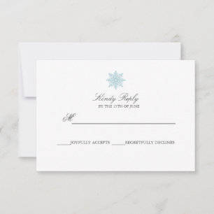 Tarjeta De Confirmación De Asistencia Elegante y simple boda azul de copo de nieve