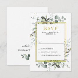 Tarjeta De Confirmación De Asistencia Elegante y simple Boda Eucalipto