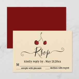 Tarjeta De Confirmación De Asistencia Elegante y simple cereza roja