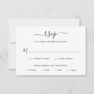 Tarjeta De Confirmación De Asistencia Elegante y simple elección de comida para Bodas ne
