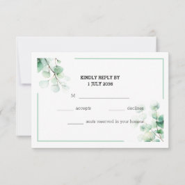 Tarjeta De Confirmación De Asistencia Elegante y verde suave Eucalyptus Twigs Wedding RS