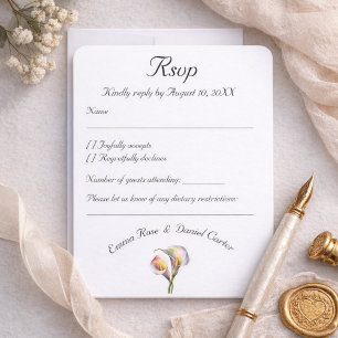 Tarjeta De Confirmación De Asistencia Elegantes Calas en Acuarela Floral Romántico