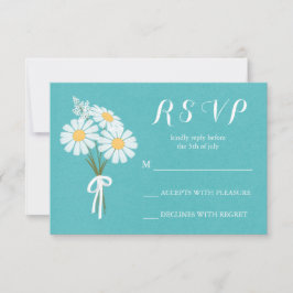 Tarjeta De Confirmación De Asistencia Elegantes Daisies blancos Florales Bouquet Boda RS