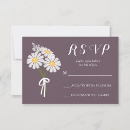 Tarjeta De Confirmación De Asistencia Elegantes Daisies blancos Florales Bouquet Boda RS