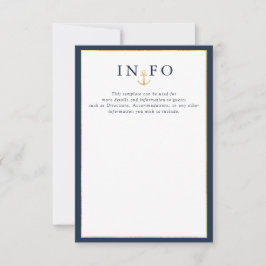 Tarjeta De Confirmación De Asistencia Elegantes detalles de boda azul marino