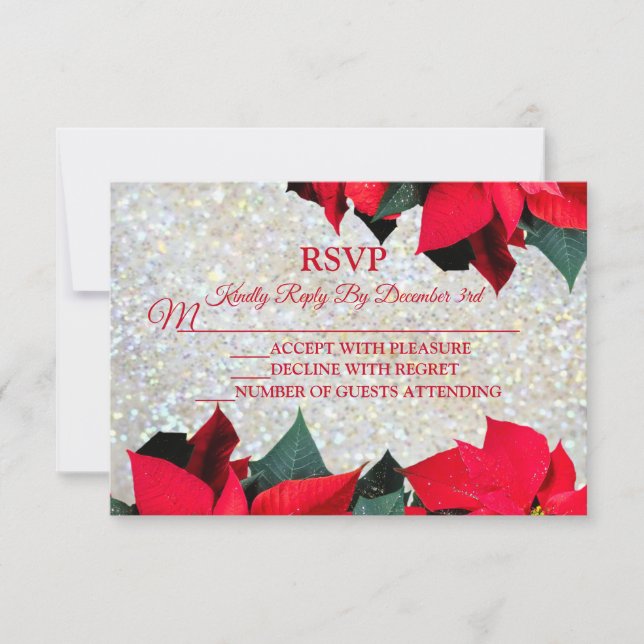 Tarjeta De Confirmación De Asistencia Elegantes fiestas navideñas de flores rojas (Anverso)
