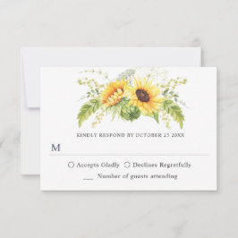 Tarjeta De Confirmación De Asistencia Elegantes girasoles Eucalyptus Greenery Boda