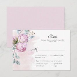 Tarjeta De Confirmación De Asistencia Elegantes Peonies Rosados Boda de la vegetación ar