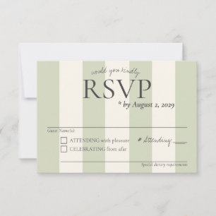 Tarjeta De Confirmación De Asistencia Elegantes rayas verdes sabio Old Money Chic Boda