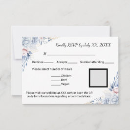 Tarjeta De Confirmación De Asistencia Elegantes Rosas azules