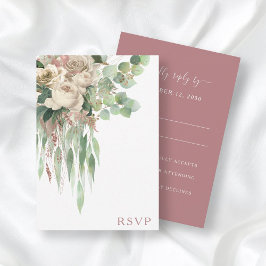 Tarjeta De Confirmación De Asistencia Elegantes Rosas florales Boda rosa