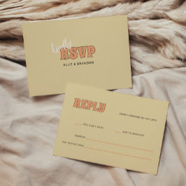 Tarjeta De Confirmación De Asistencia ELLIE Retro Boda de tipografía audaz y moderna