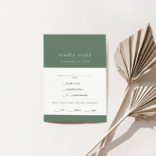 Tarjeta De Confirmación De Asistencia EMELIA Boda simple verde de la sabana de montaña m