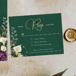 Tarjeta De Confirmación De Asistencia Emerald & Ivory Botanical Elegance Wedding