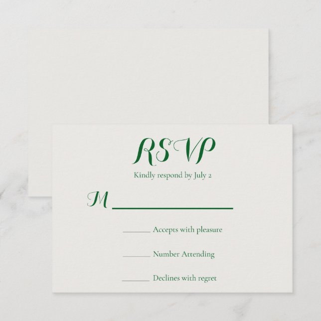 Tarjeta De Confirmación De Asistencia Emerald Vine Wedding (Anverso / Reverso)