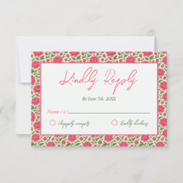 Tarjeta De Confirmación De Asistencia En el Boda de flores rosadas en flor