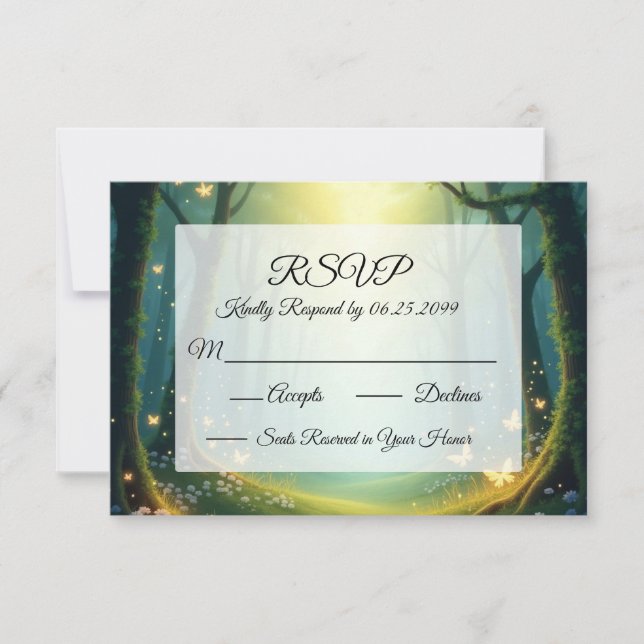 Tarjeta De Confirmación De Asistencia Encantado Sunlit Glimmer Grove (Anverso)