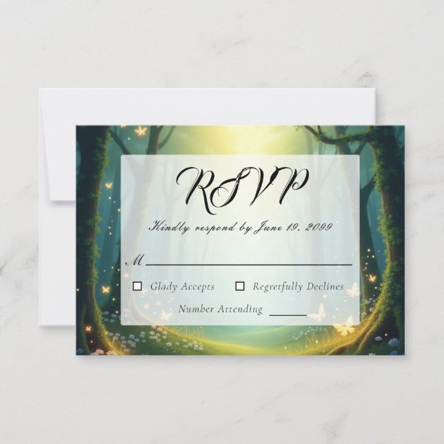 Tarjeta De Confirmación De Asistencia Encantado Sunlit Glimmer Grove (Anverso)