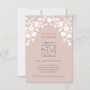 Tarjeta De Confirmación De Asistencia Encantador código QR floral de flores folclóricas 
