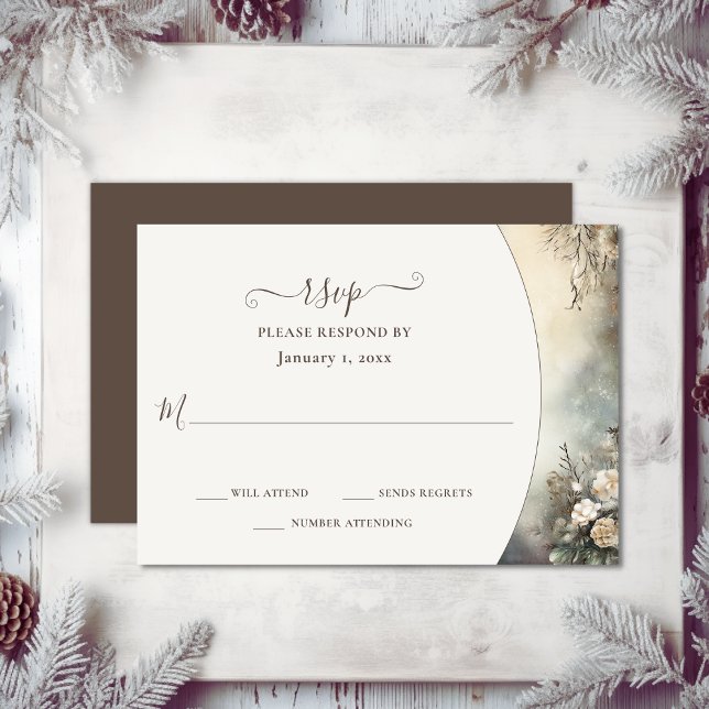 Tarjeta De Confirmación De Asistencia Encantador Romántico Boda Floral Jardín de Inviern (Enchanting Romantic Winter Garden Floral Wedding RSVP Card)