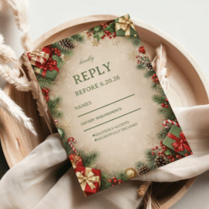 Tarjeta De Confirmación De Asistencia Encanto de regalo de vacaciones de hoja perenne in