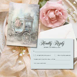 Tarjeta De Confirmación De Asistencia Enchanted Floral Carriage Fairytale Wedding Mail