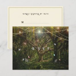 Tarjeta De Confirmación De Asistencia Enchanted Forest Butterflies Gold Lights