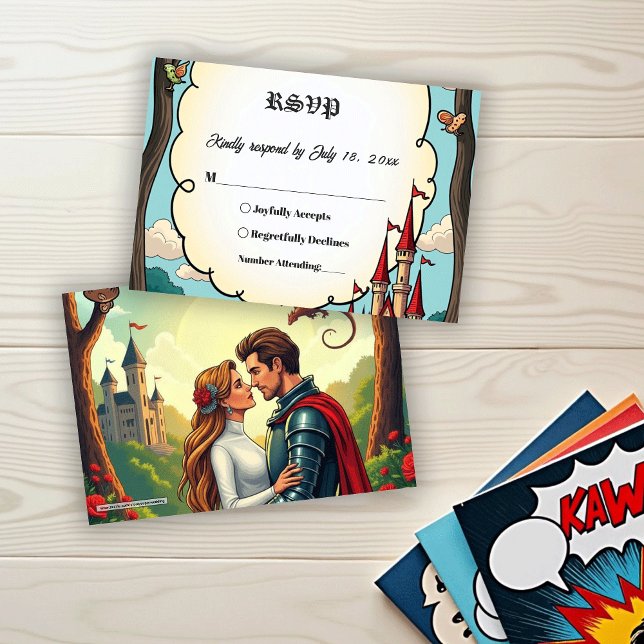 Tarjeta De Confirmación De Asistencia Enchanted Forest Woodland Castle Fairytale Wedding (Subido por el creador)