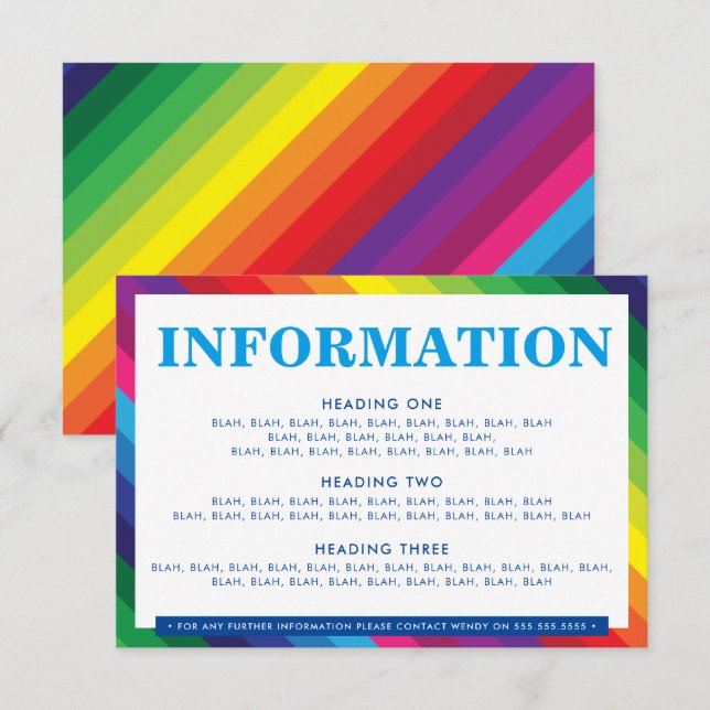 Tarjeta De Confirmación De Asistencia ENCLOSURE DETAILS divertido banda de arco iris col (Anverso / Reverso)