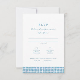 Tarjeta De Confirmación De Asistencia Enfoque de azulejos azul griego simple destino bod