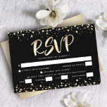 Tarjeta De Confirmación De Asistencia Entrada de escritura de Bat Mitzvah Black Relieve<br><div class="desc">¡Estén orgullosos, regocijaos y exhiban este hito de su Bat Mitzvah favorito! Incluya esta impresionante, moderna y personalizada tarjeta de inserción RSVP para su evento. El guión gráfico de la caligrafía del Relieve metalizado de oro falso y el confeti superponen un rico, dramático fondo negro. Personalice el texto del personalizado...</div>