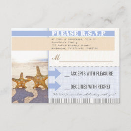 Tarjeta De Confirmación De Asistencia entradas de boda de estrellas de mar de playa