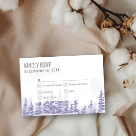 Tarjeta De Confirmación De Asistencia Entree de lavanda de color de agua del bosque inve