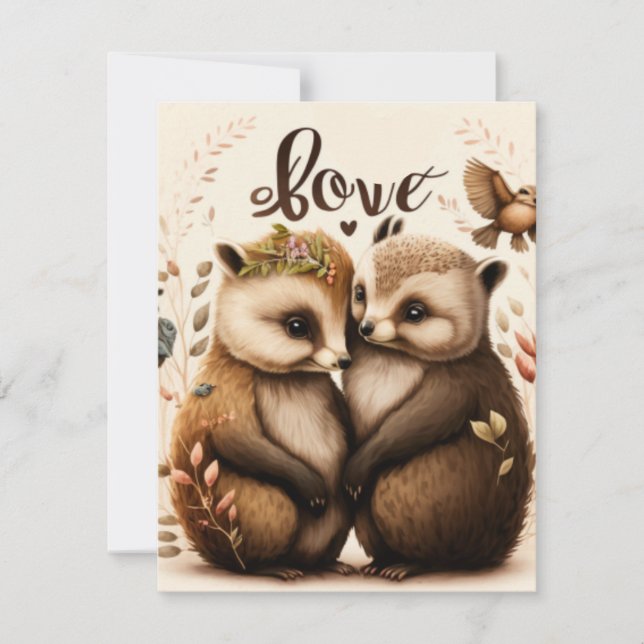 Tarjeta De Confirmación De Asistencia erizos de amor (Anverso)