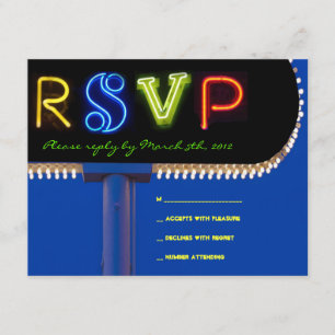 Tarjeta De Confirmación De Asistencia ¡ES ELÉCTRICO! NEON RÓTULO Bar Mitzvah Reply Card