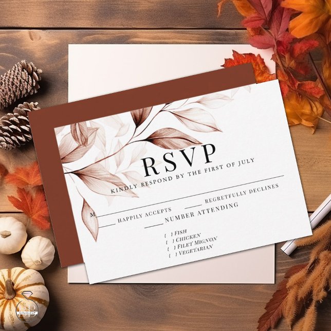 Tarjeta De Confirmación De Asistencia Esbozo moderno de hojas de terracota (Subido por el creador)