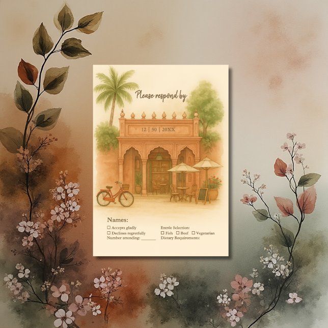 Tarjeta De Confirmación De Asistencia Escapada de bodas en el patio de la India (Subido por el creador)