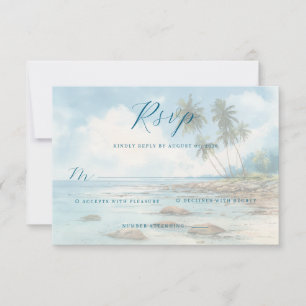 Tarjeta De Confirmación De Asistencia Escena de playa serena en acuarela pastel