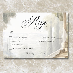 Tarjeta De Confirmación De Asistencia Escenas Vintage Neoclásicas Elegantes de Boda