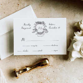 Tarjeta De Confirmación De Asistencia Escudo caprichoso de mano con monograma | BODA