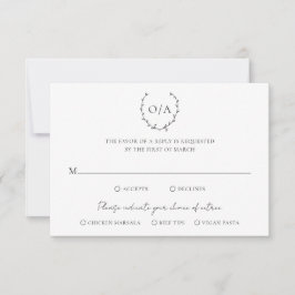Tarjeta De Confirmación De Asistencia Escudo de guirnalda monograma clásico matrimonio e