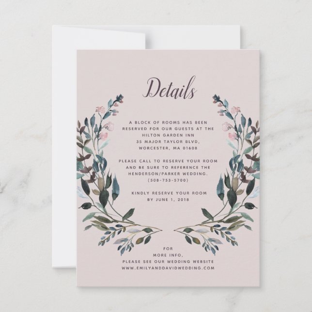 Tarjeta De Confirmación De Asistencia Escudo de jardín | Detalles del hotel Mauve Purple (Anverso)