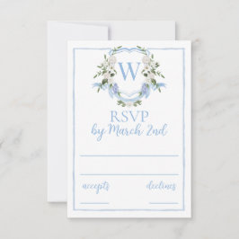 Tarjeta De Confirmación De Asistencia Escudo Monograma de color de agua Ginger Jar, Chin