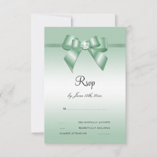 Tarjeta De Confirmación De Asistencia Esmeralda Gem Bow & Ribbon 55º Aniversario Boda
