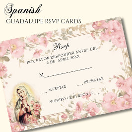Tarjeta De Confirmación De Asistencia Español Guadalupe Pink Floral Religiosa