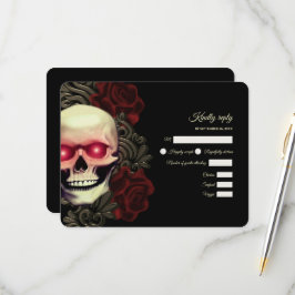 Tarjeta De Confirmación De Asistencia Espantoso cráneo rojo oscuro y oscuro